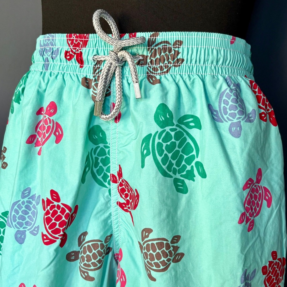 Vilebrequin Moorea Sea Turtle Swim Trunks | Sz XXXL | Aqua Blue Print